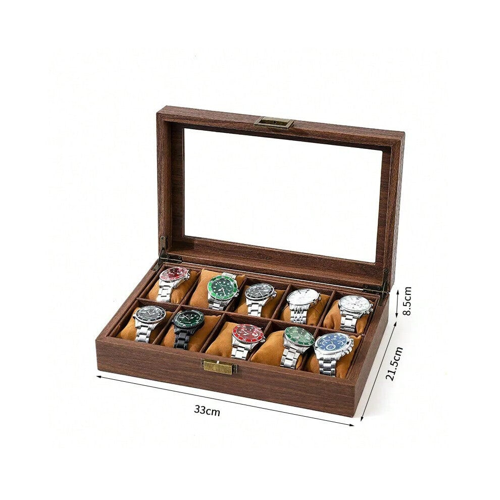 (wood grain 10) Retro new brown wood grain leather watch display box dirt-resistant moisture-proof  environmentally friendly  pu leather box
