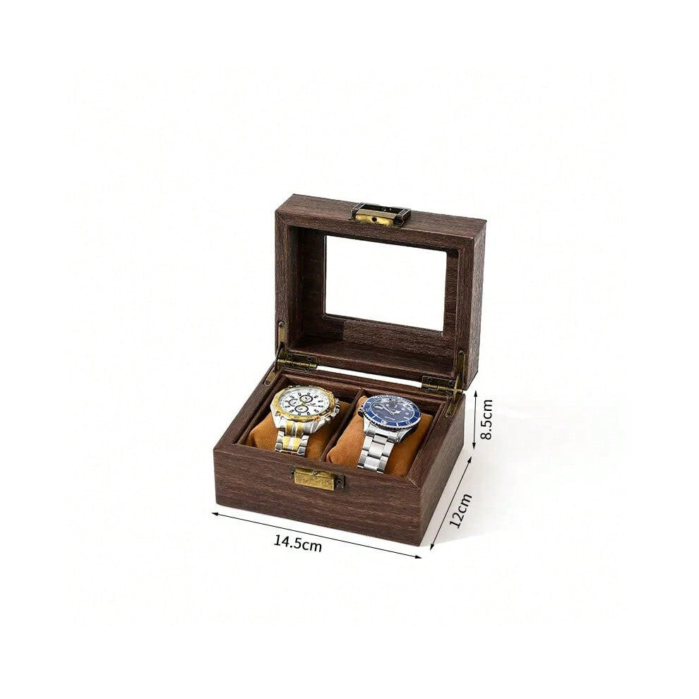 (wood grain 2) Retro new brown wood grain leather watch display box dirt-resistant moisture-proof  environmentally friendly  pu leather box