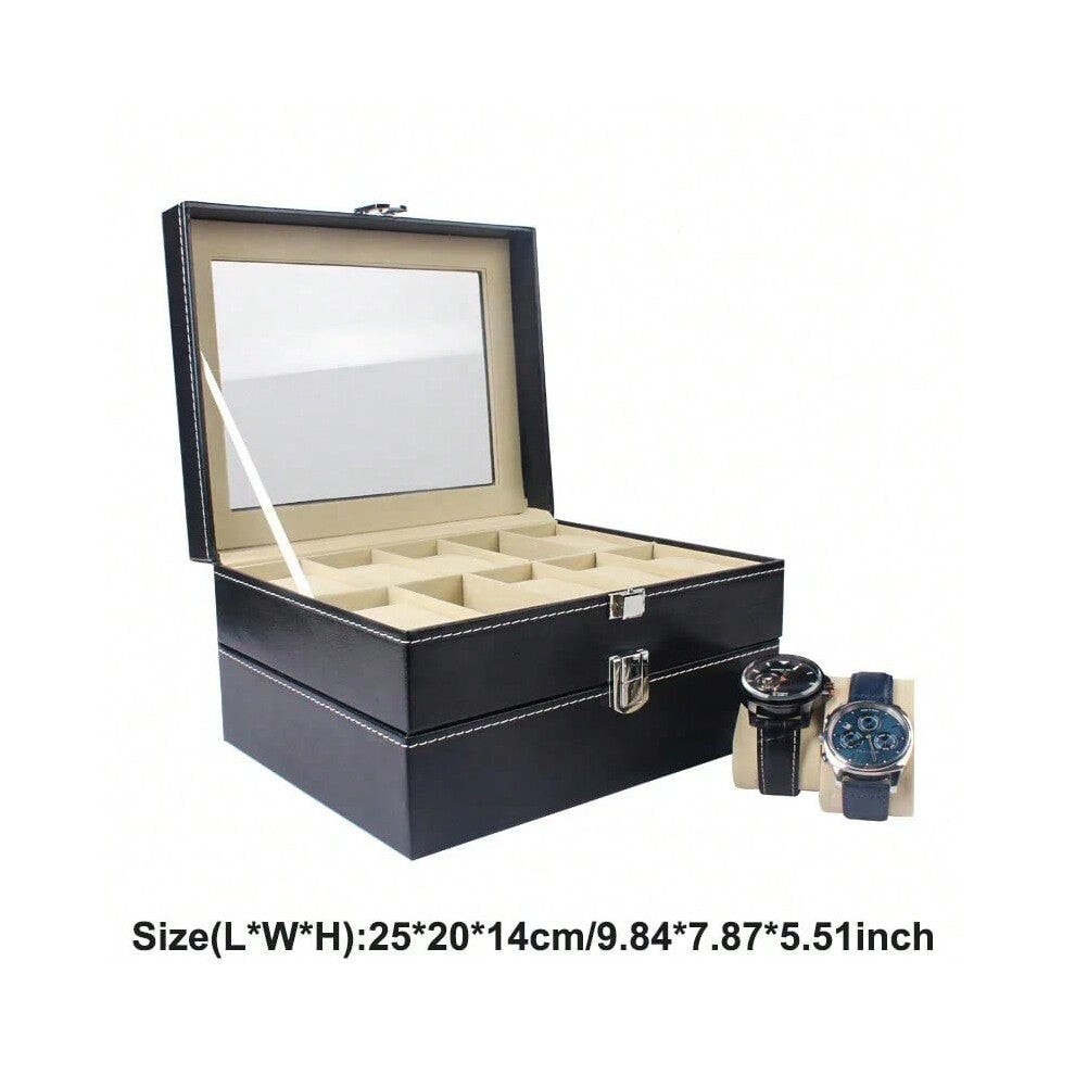 (PU 20 Positions) Retro new brown wood grain leather watch display box dirt-resistant moisture-proof  environmentally friendly  pu leather box