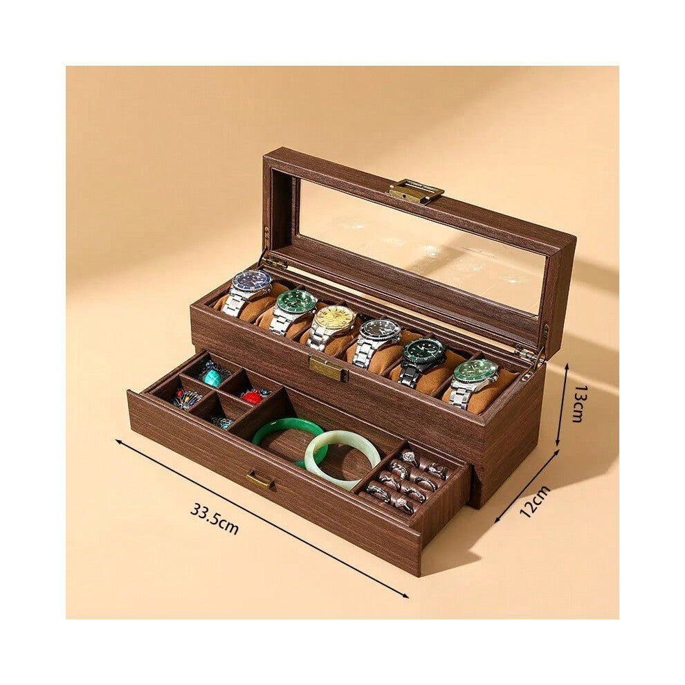 (wood grain 6x2) Retro new brown wood grain leather watch display box dirt-resistant moisture-proof  environmentally friendly  pu leather box