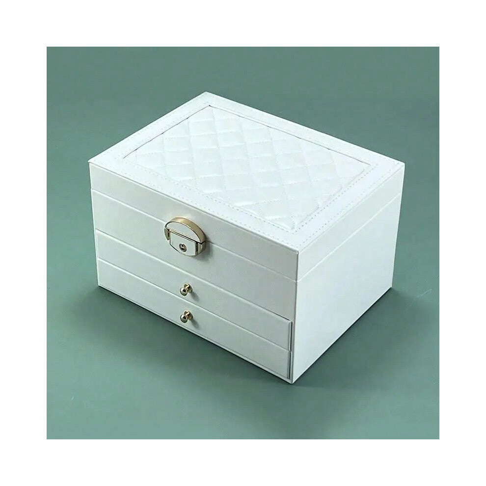 (White, L) High-end Jewelry Box Household, Multi-layer Drawer-type Oxidation, Large Capacity Earrings Earrings Jewelry Box