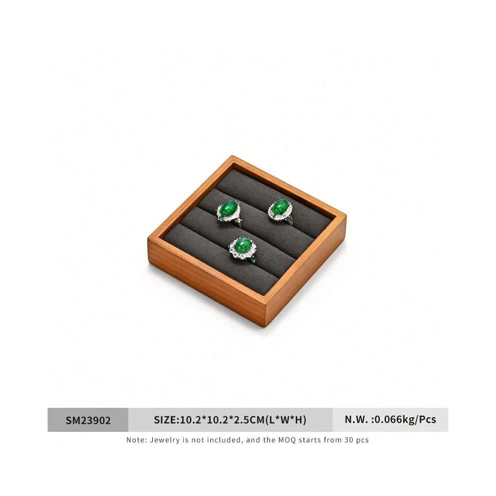 (Black S) Oirlv New Solid Wooden Ring Tray Jewelry Display Storage Plate For Ring Jewellery Counter Showcase Props Jewellery Organizer