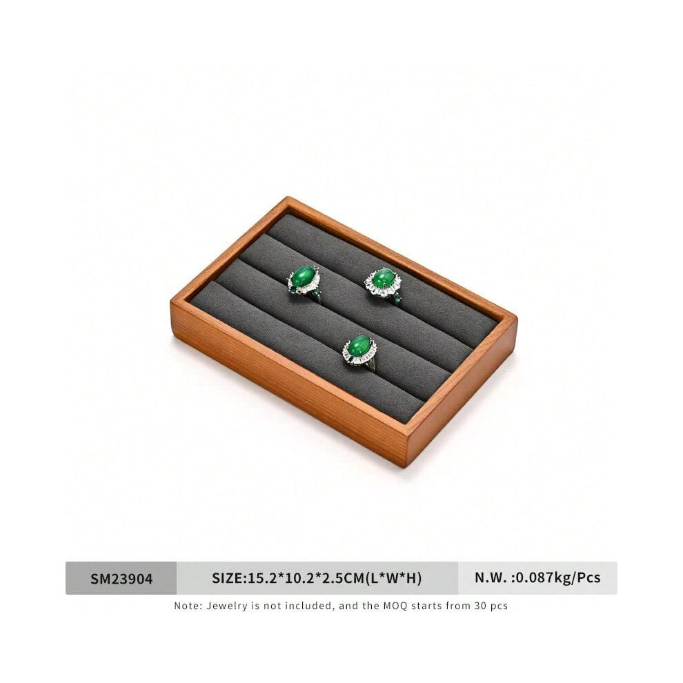 (Black L) Oirlv New Solid Wooden Ring Tray Jewelry Display Storage Plate For Ring Jewellery Counter Showcase Props Jewellery Organizer