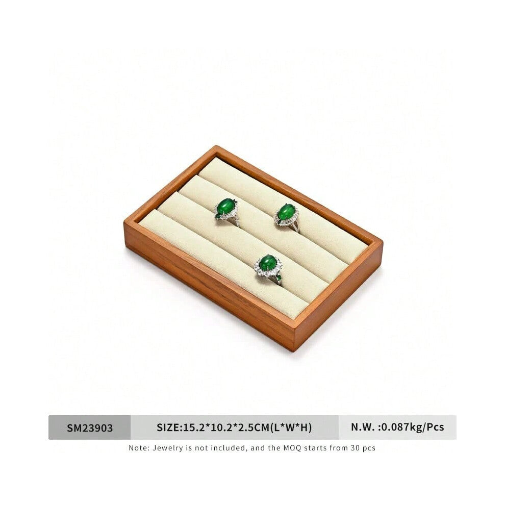 (White L) Oirlv New Solid Wooden Ring Tray Jewelry Display Storage Plate For Ring Jewellery Counter Showcase Props Jewellery Organizer