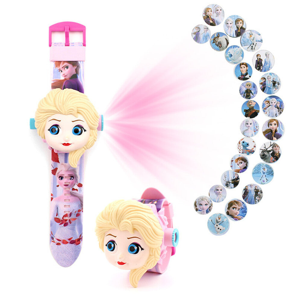 (D) Kids Digital Watches Superhero Spiderman Batman Paw Patrol Flip 24 Images Projection Birthday Gift