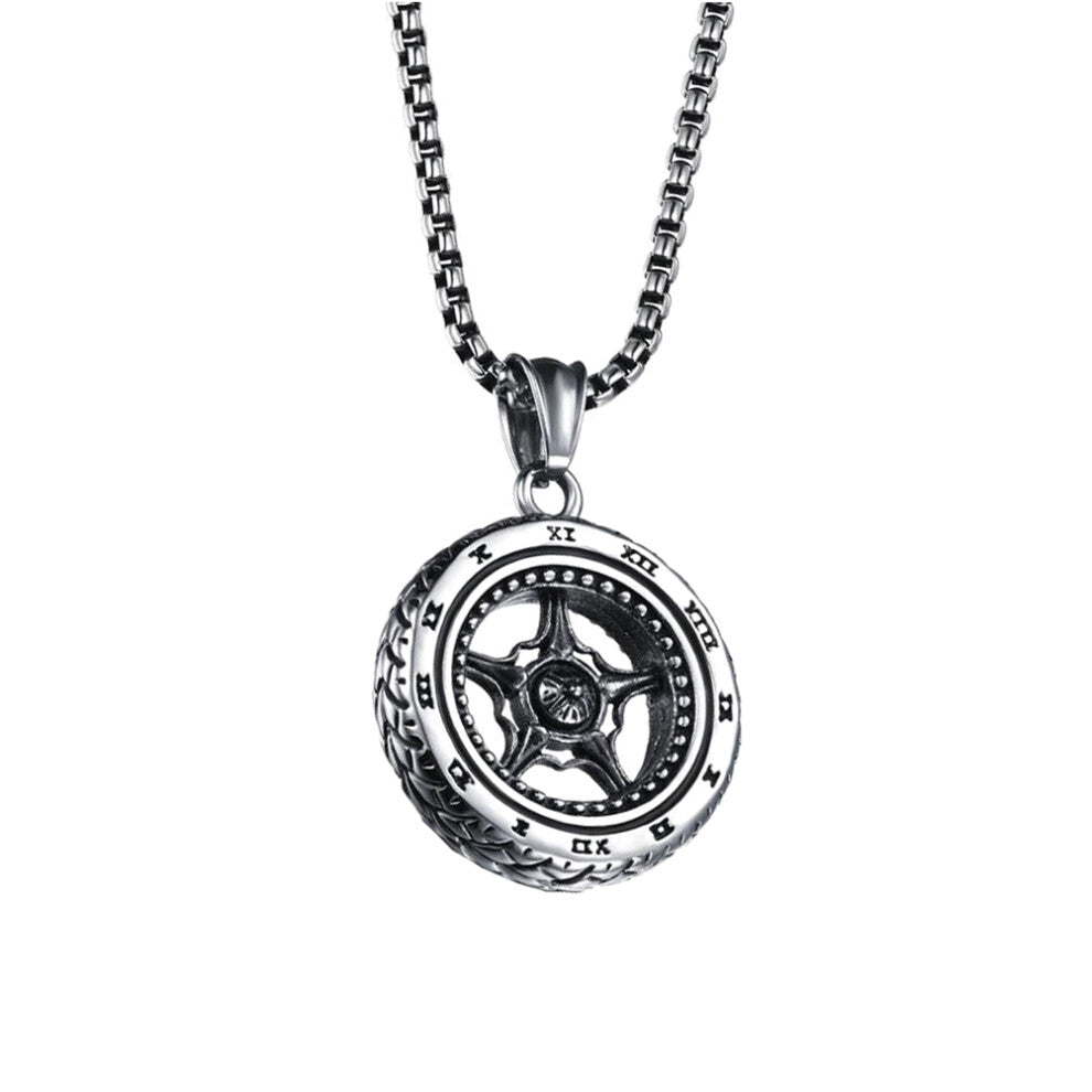 Tire Necklace Titanium Steel Man Wheel Ornament