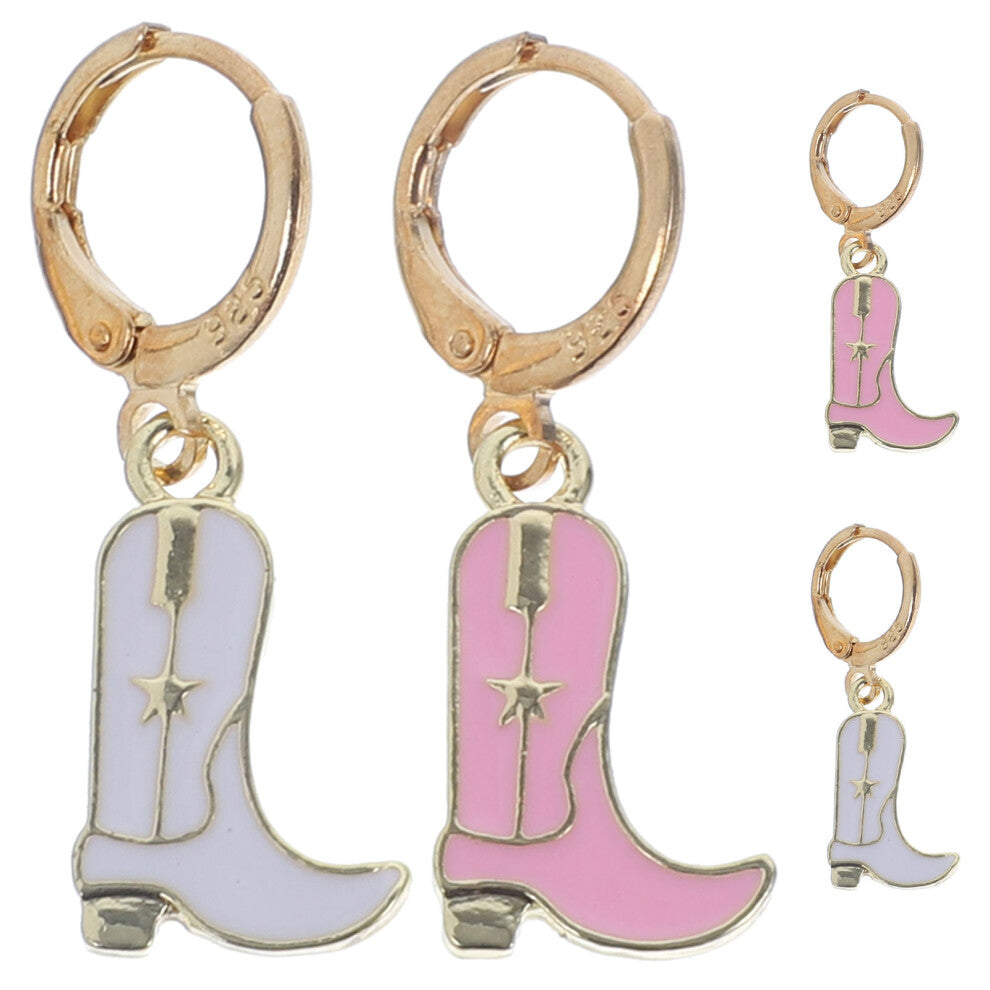 2 Pairs Drop Earrings Cowgirl Accessories Women Jewelry Boot For