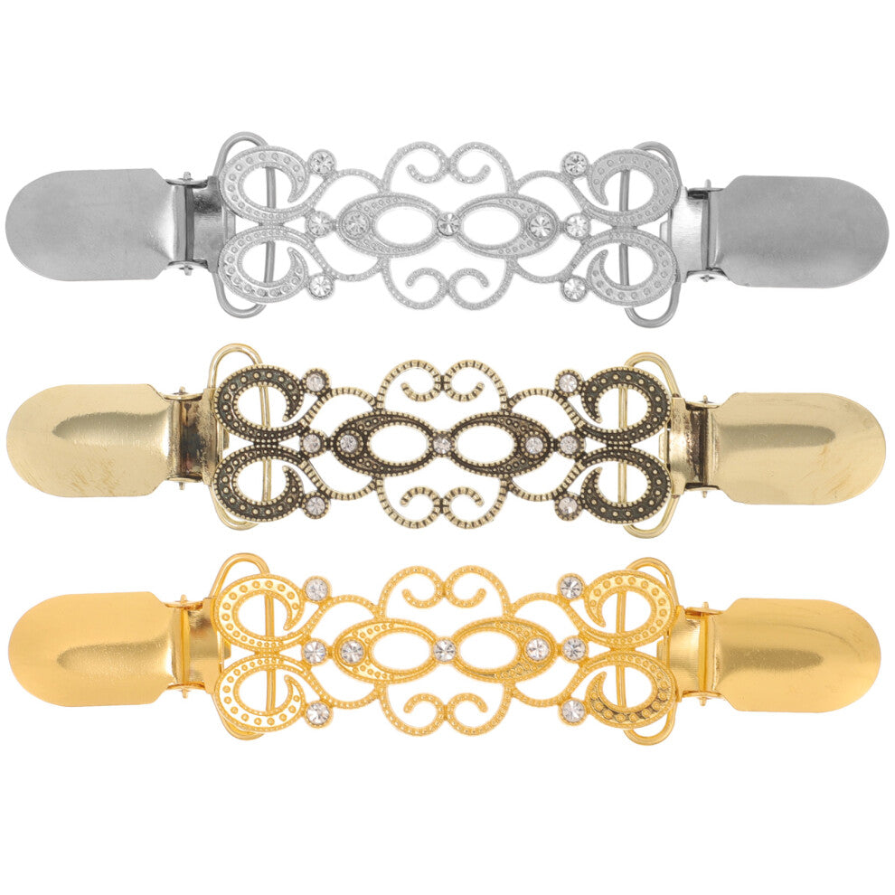 3pc Women'S Sweater Clips Creative Alloy Cardigan Connection Buckles