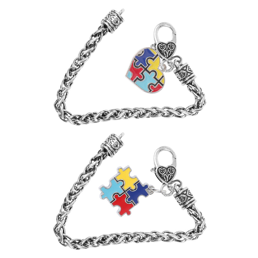 Puzzle Bracelets Zinc Alloy Assorted Color 2pcs