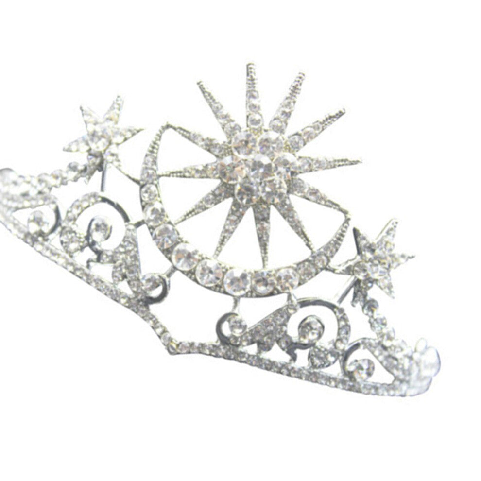 Star Moon Crown Women Hair Band Rhinestone Hair Hoops Shiny