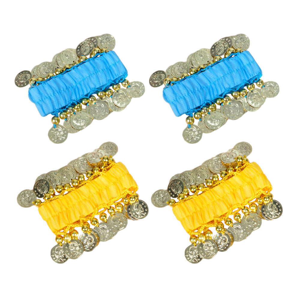 2 Pairs Belly Dancing Jewellery Wrist Scarves Dancer Bracelet Women