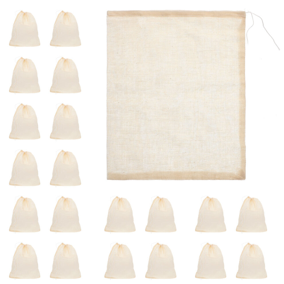 25pcs Reusable Drawstring Fillable Tea Bags for Loose Tea