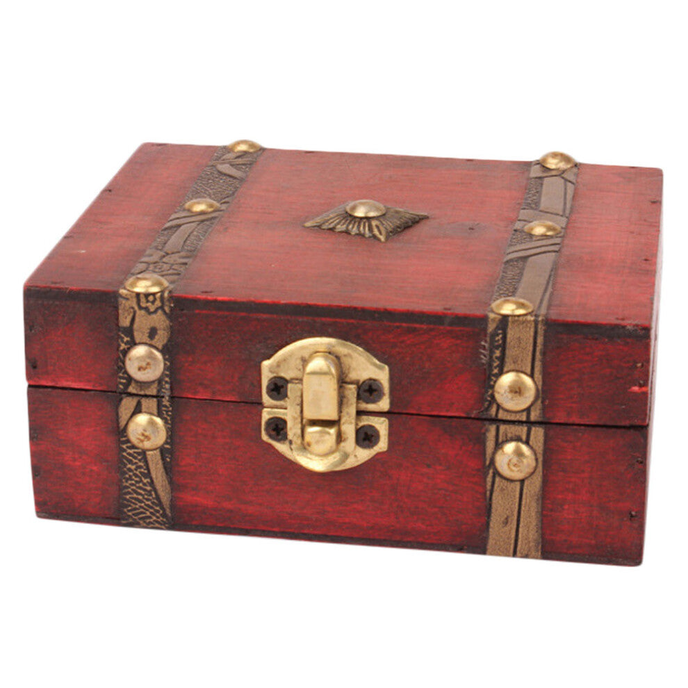 1pc Vintage Wooden Storage Box Jewelry Wooden Desktop For Home
