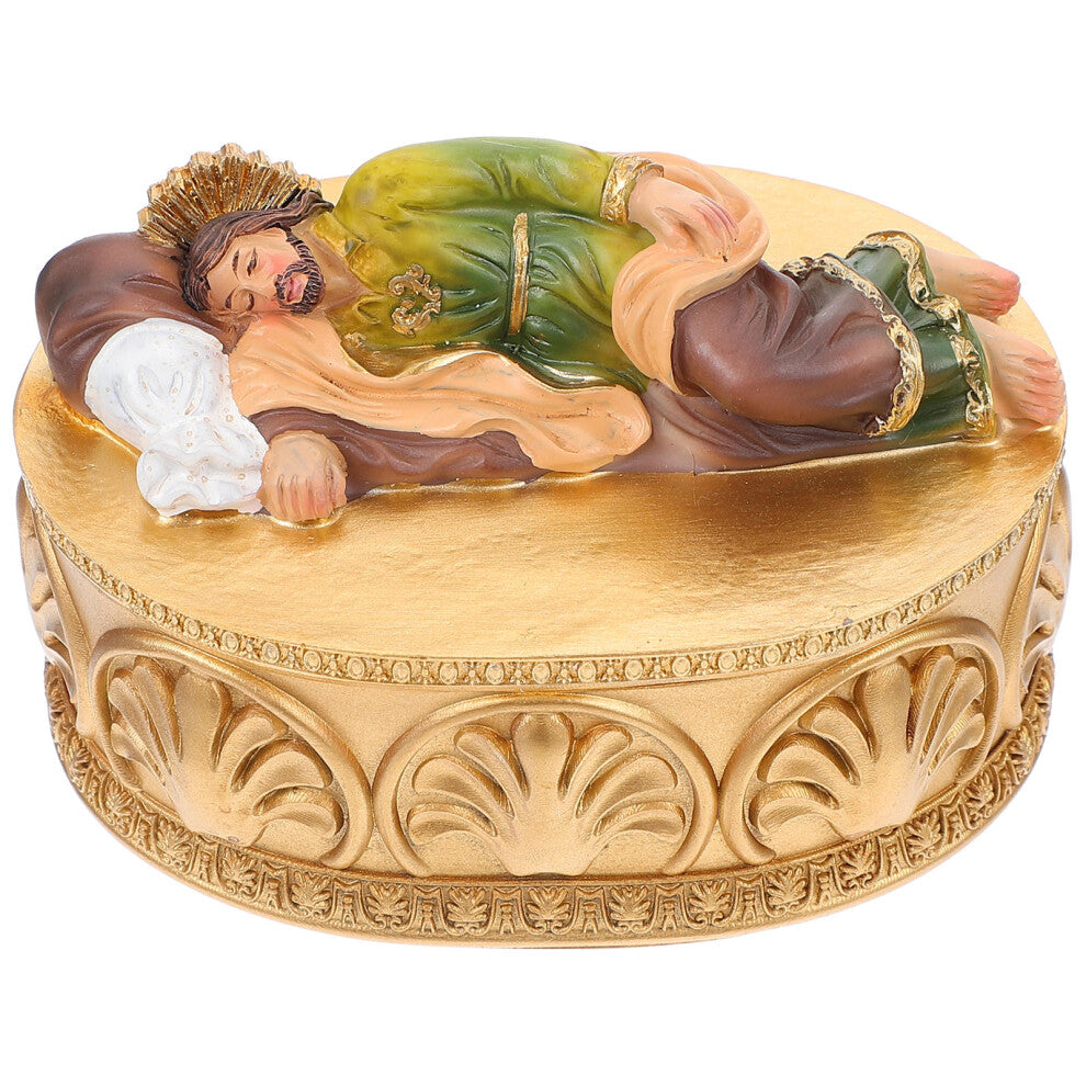 2pcs Religious Ornament Desktop Jewelry Box Resin Craft Case Golden