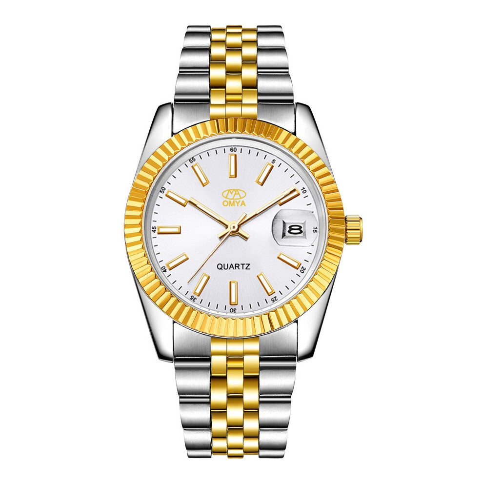 (Golden white Face - Male) Couple watches with quartz, men's and women's watches in gold