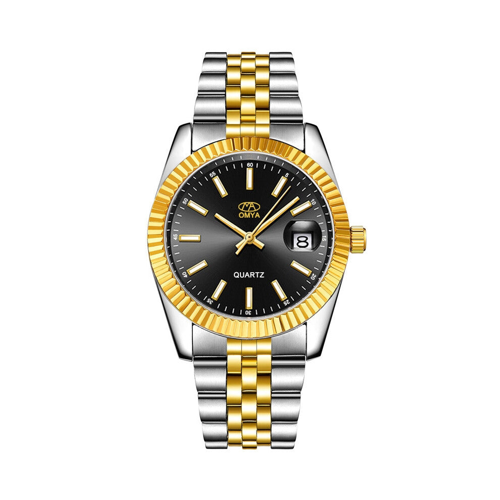(Gold and black face - Male) Couple watches with quartz, men's and women's watches in gold
