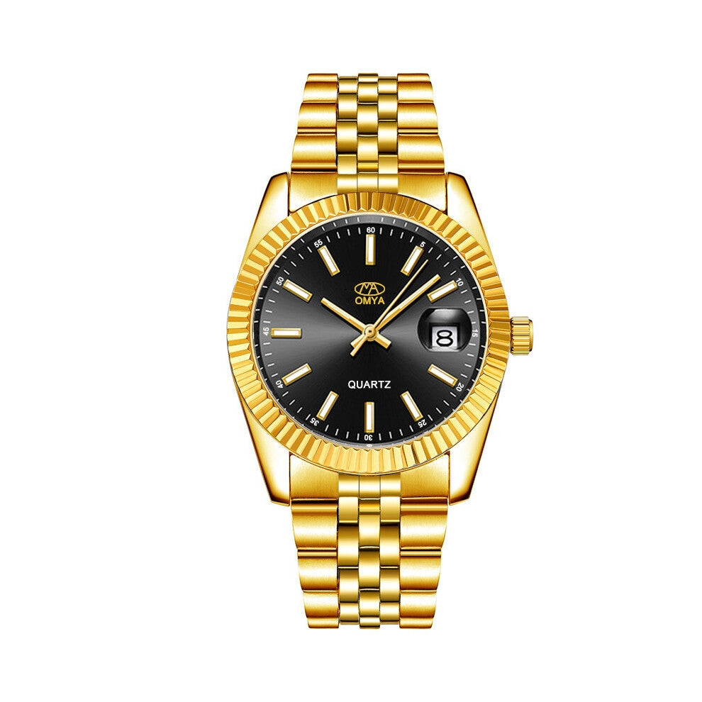 (Gold with black face - Male) Couple watches with quartz, men's and women's watches in gold