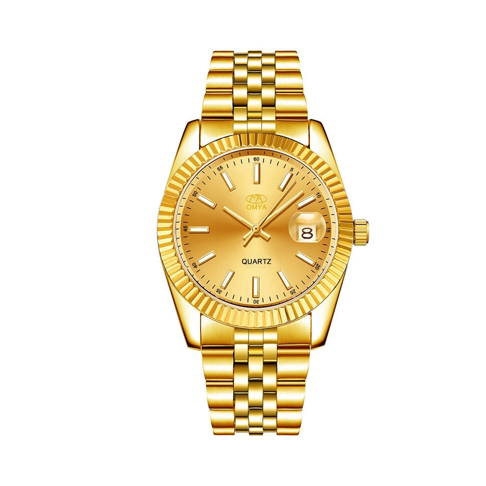 (Gold belt and gold face - Male) Couple watches with quartz, men's and women's watches in gold