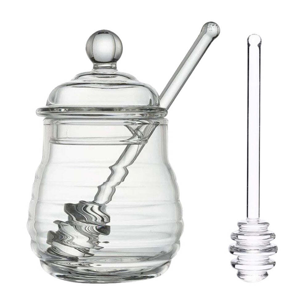 1 Set Honey Pot Glass Honey Spoon Household