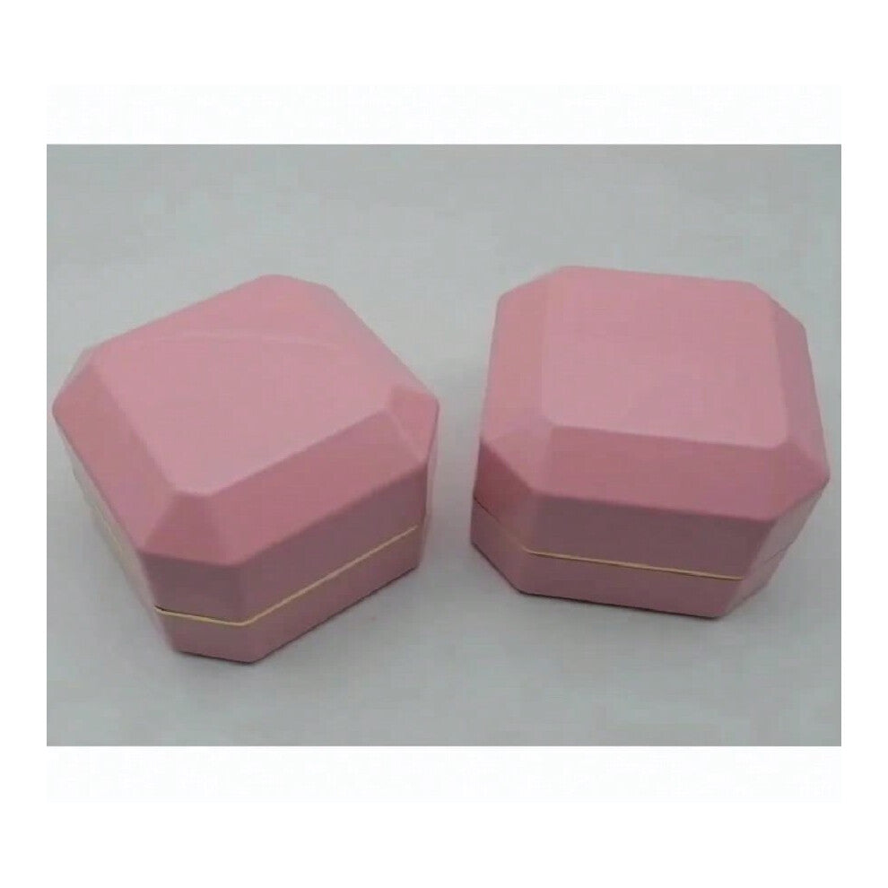 (pink) Luxury Ring Box With Led Light Wedding Ring Case Jewelry Gift Box Proposal Engagement Diamond Ring Storage Display Box