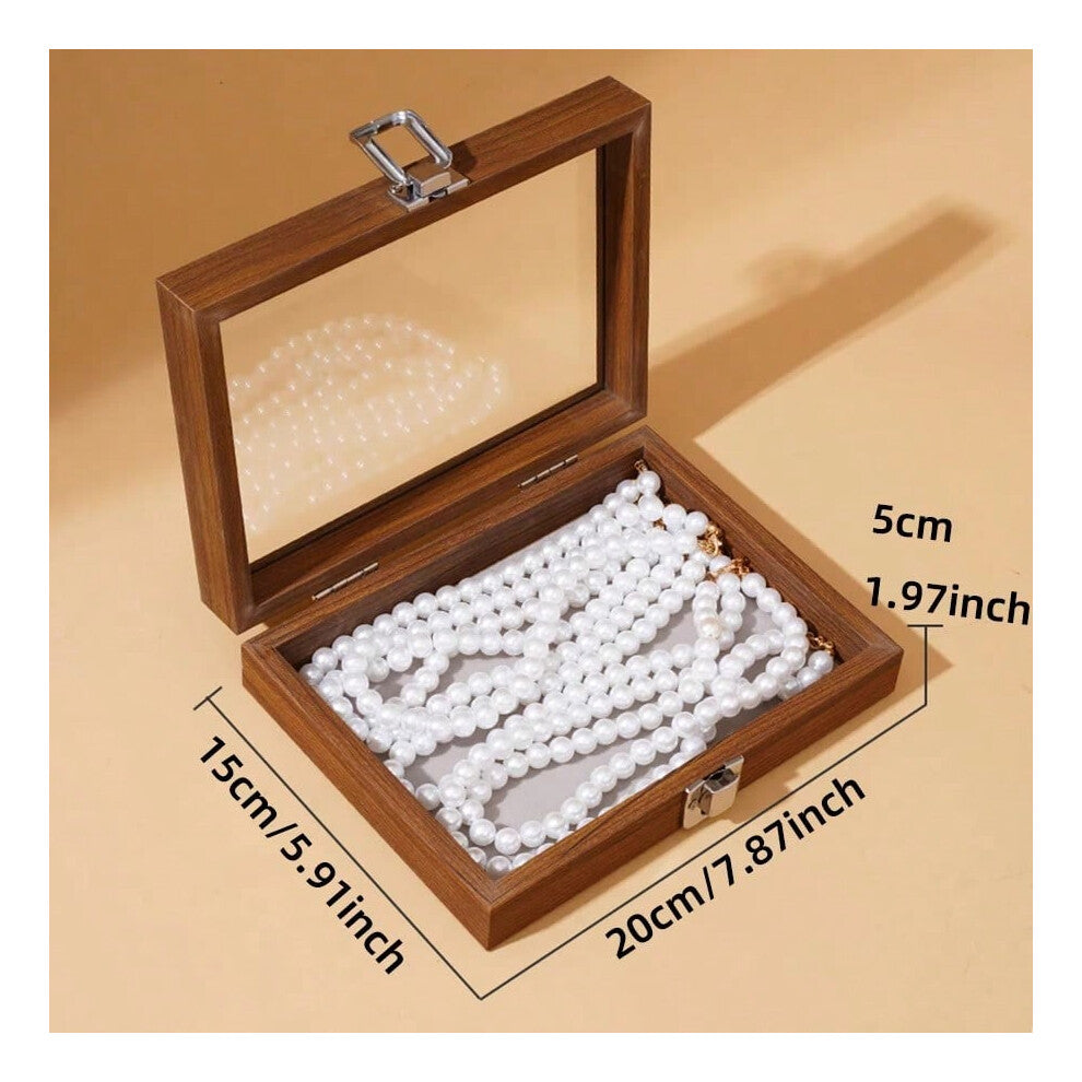 (Walnut wood grain interior - empty box) High-End Jewelry Storage Box Large Capaci Display Multi-id Earring Ring Nelace Organizer Box Faionable Accory