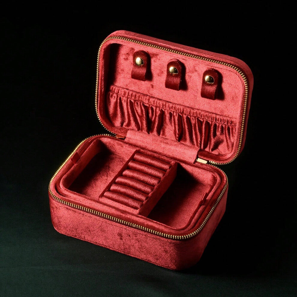 (208-26, L) TAIMY Personalized Velvet Jewelry Box Double Layer Design High Capacity Travel Ring Necklace Earrings Jewellery Organizer