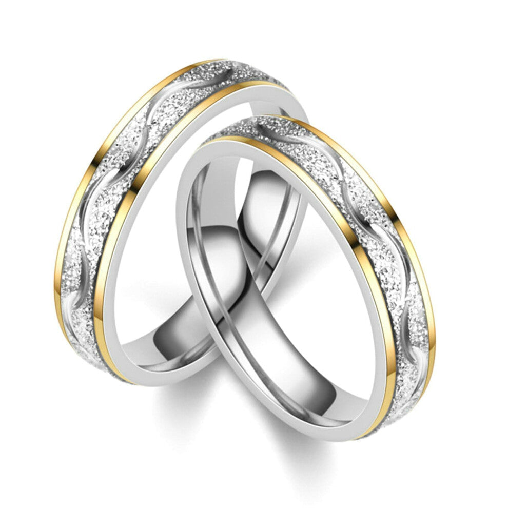 Wedding Rings Couple Rings Stainless Steel Set 4mm Infinity Matt Engagement Rings Size 51 to 72 with Custom Engraving