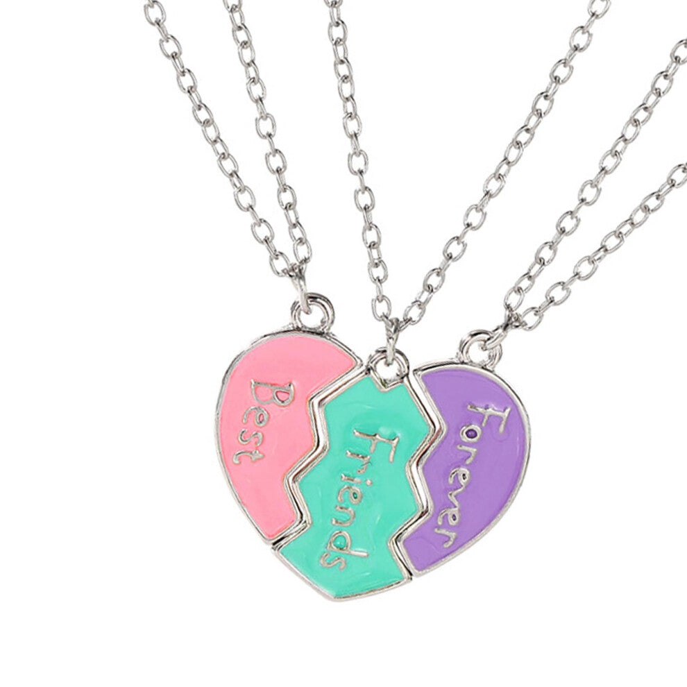 Friendship Necklace Set with Heart Puzzle, 3-Piece, Trendy Design for Women, Durable Material, Fashion Accessory