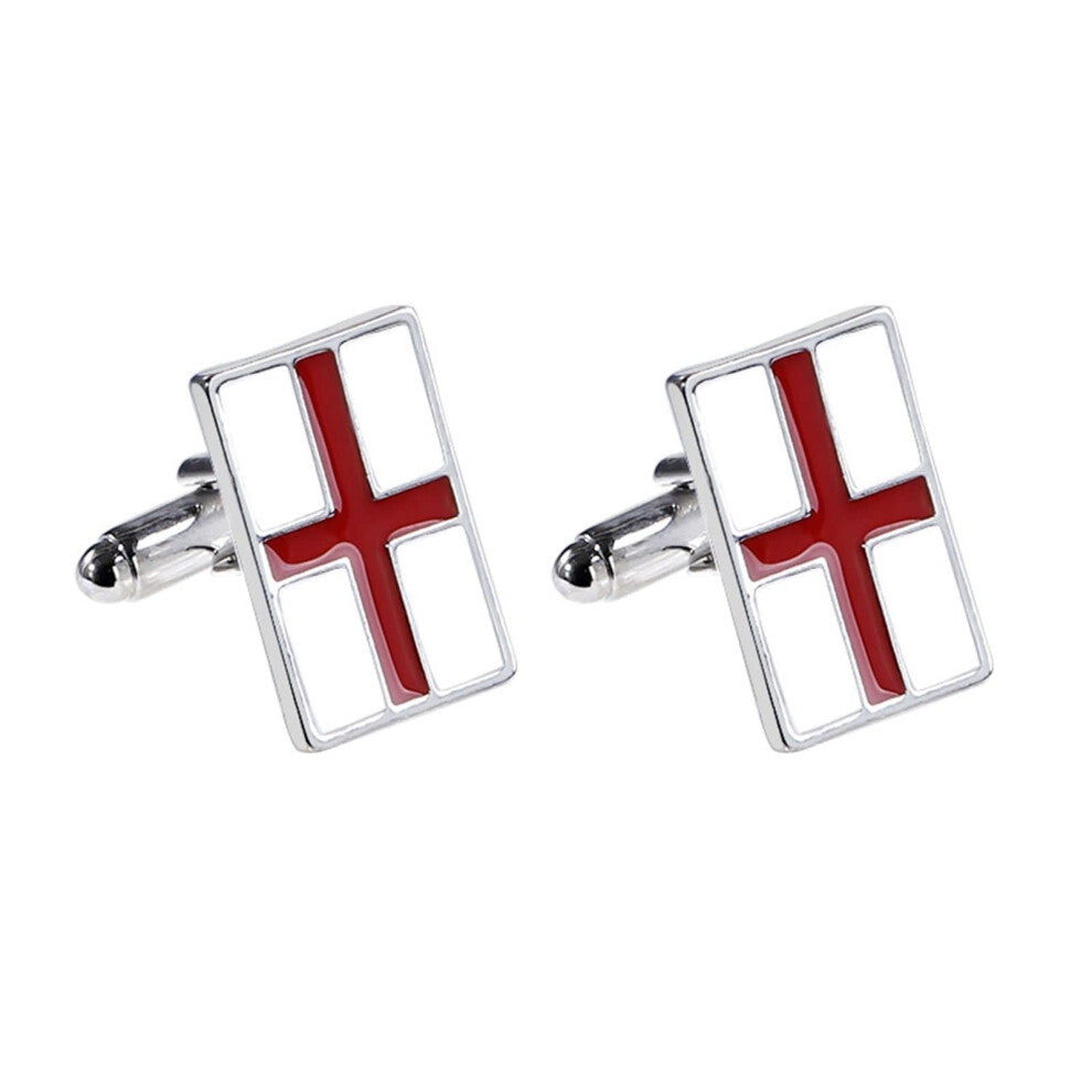 Men's Groom Cufflinks England Flag Silver Alloy Personalized Cufflinks for Weddings and Formal Events