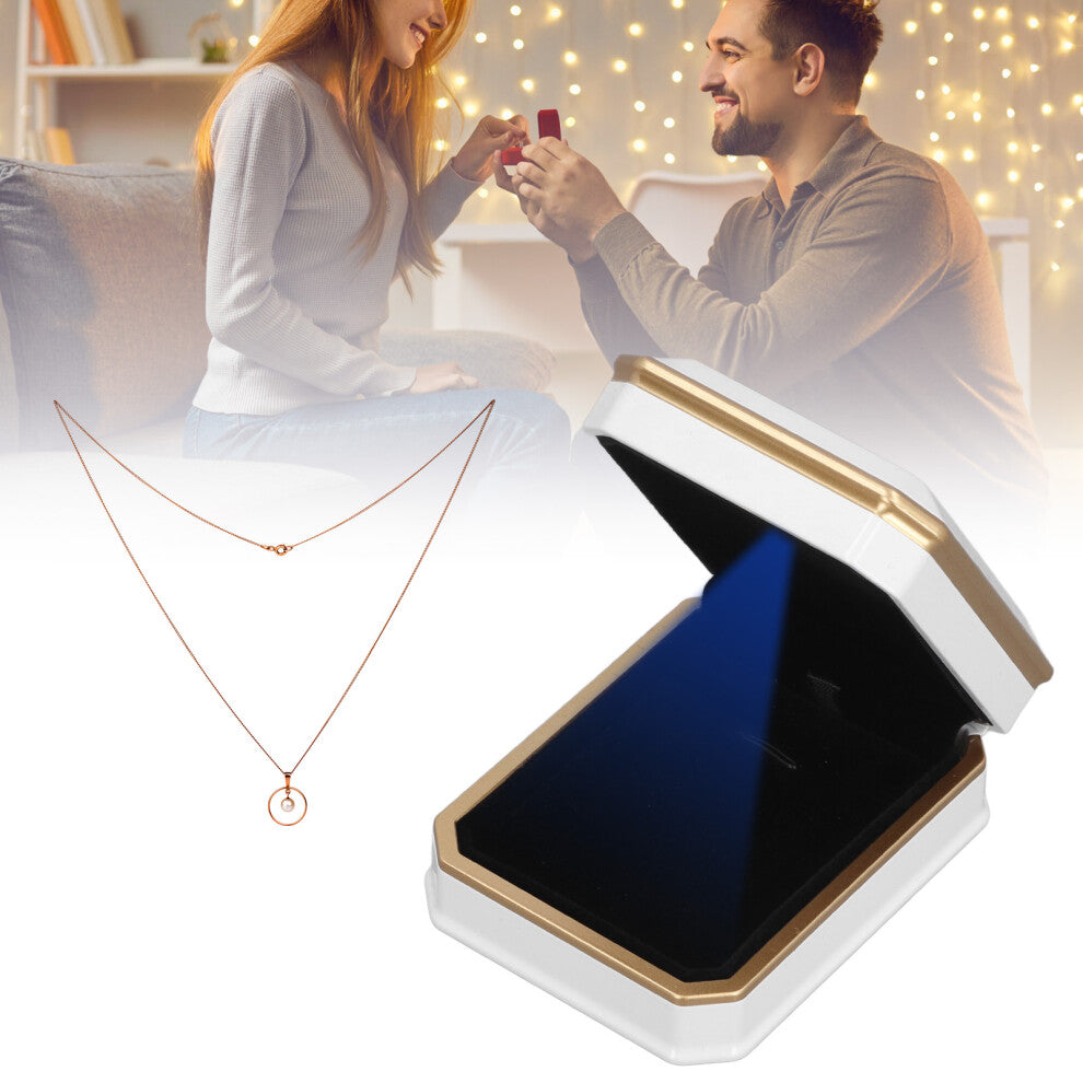White LED Velvet Necklace Box for Proposals, Engagement & Gifts