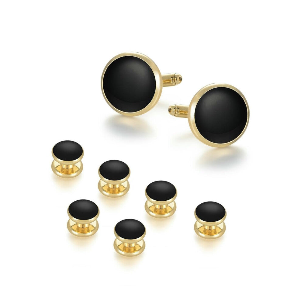 Men's Cufflinks Set of 8, Round Dripping Shell Design, Elegant Dress Accessories for Formal Attire