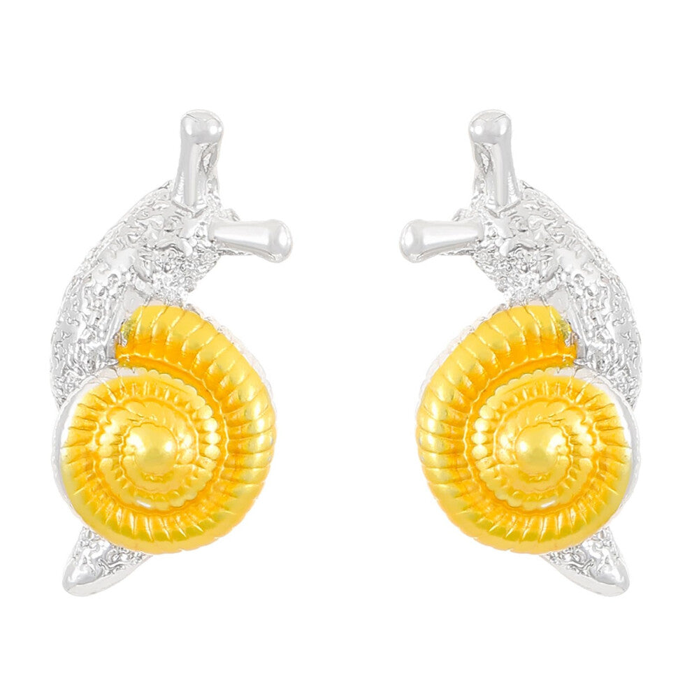 Two Tone Snail Earrings for Women, Elegant Fashion Jewelry, Stylish Daily Accessories in Gold and Silver