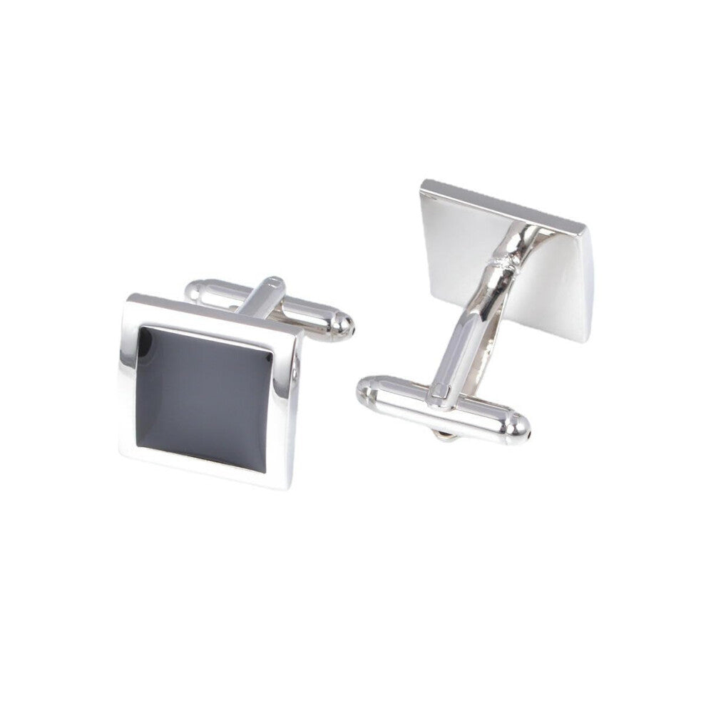 Men's Cufflinks Black, Square Rubber, One Size, Metal, No Gemstone, Stylish Accessories