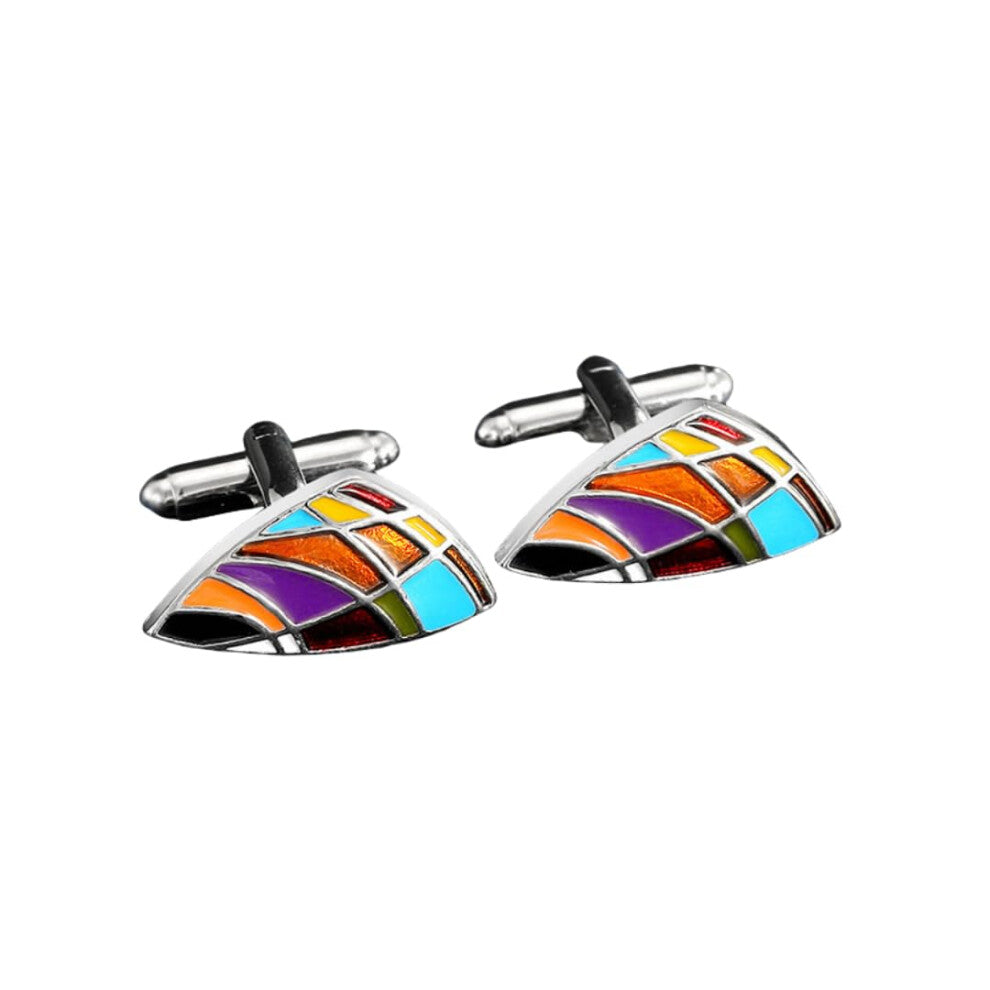 Cufflinks for Men - Floral Stripe Design, 1 Pair French Shirt Cufflinks, Silver Tone, Elegant Accessories