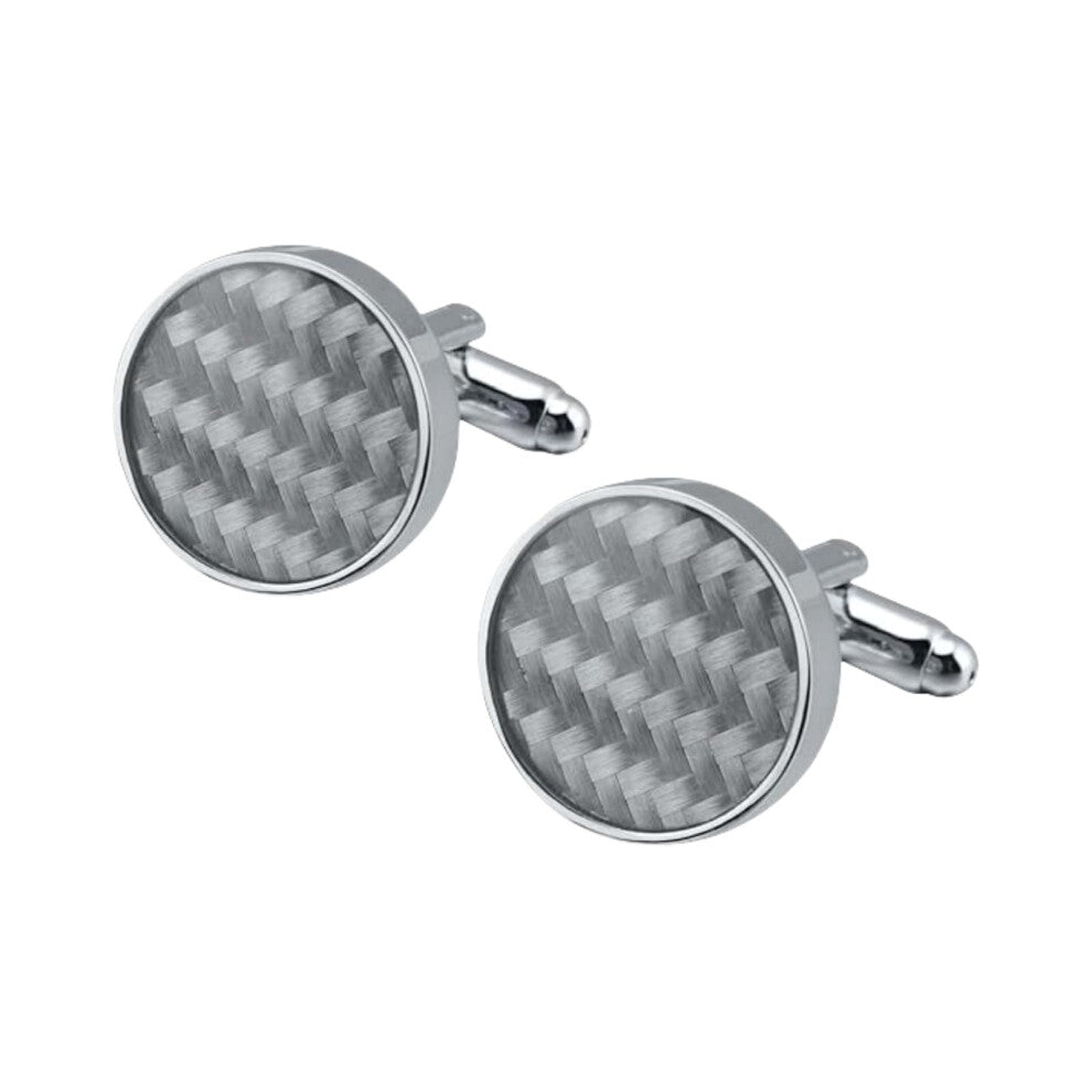 Gray Carbon Fiber Twill Cufflinks for Men, Simple Design, Formal Shirt Accessories for Banquet Events