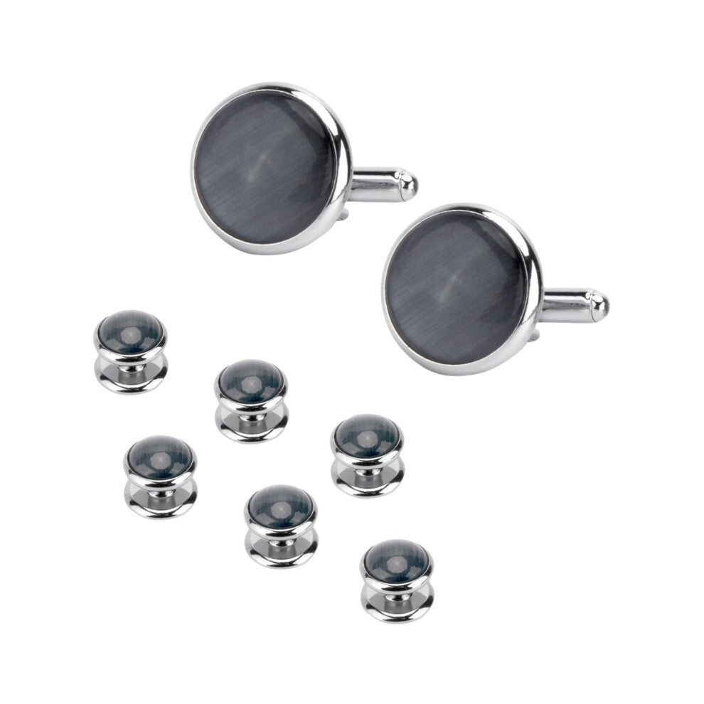 Cufflinks Set for Men - Round Design Suit Shirt Accessories in Classic Black Finish