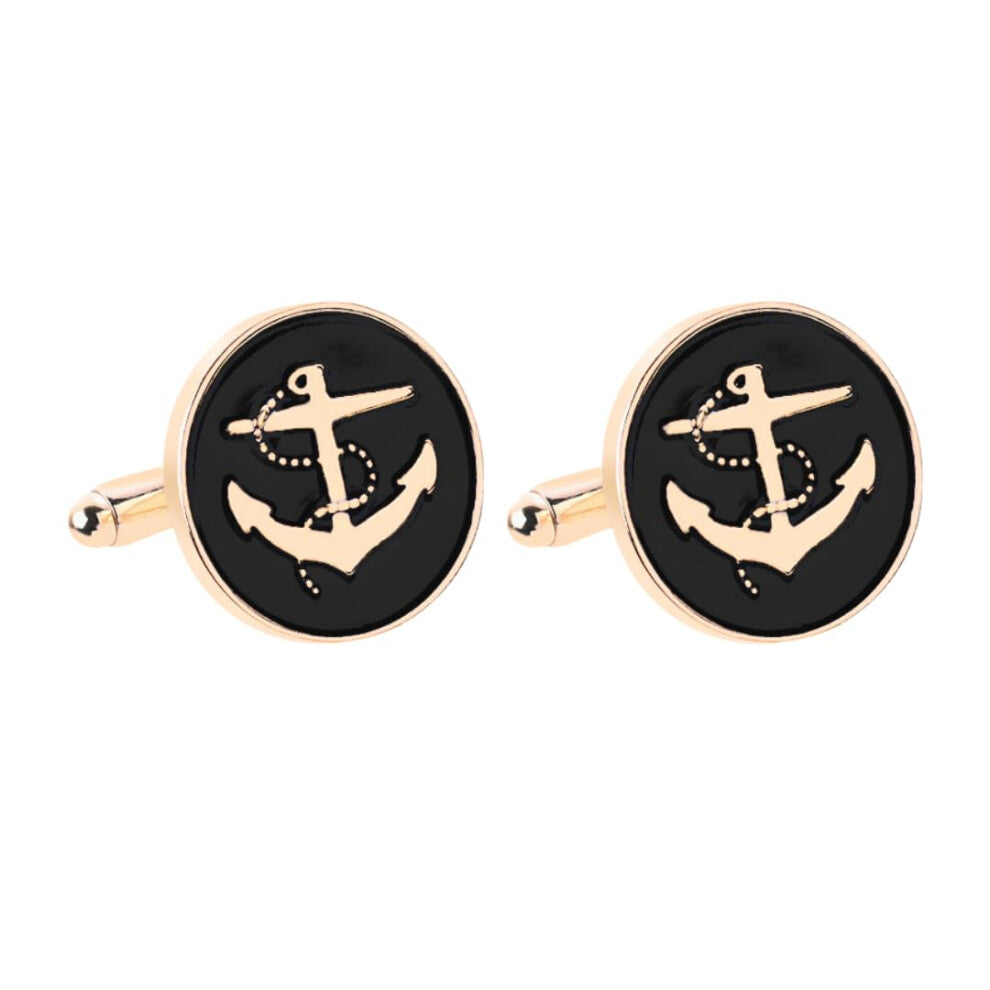 Anchor Cufflinks for Men, 1 Pair Round Design, French Shirt and Suit Compatible, High-Quality Material