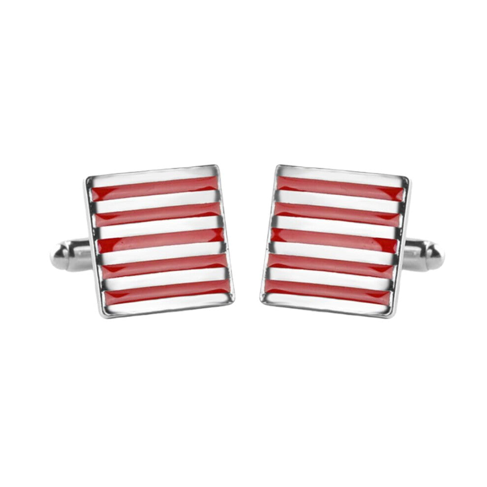 Cufflinks for Men - 1 Pair of Tri-Color Striped Cufflinks for French Shirt - Stylish Formal Accessories