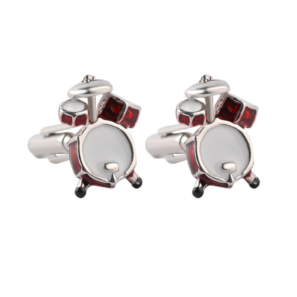 Cufflinks for Men 1 Pair Drum Cufflinks Made of Stainless Steel for French Shirt in Black