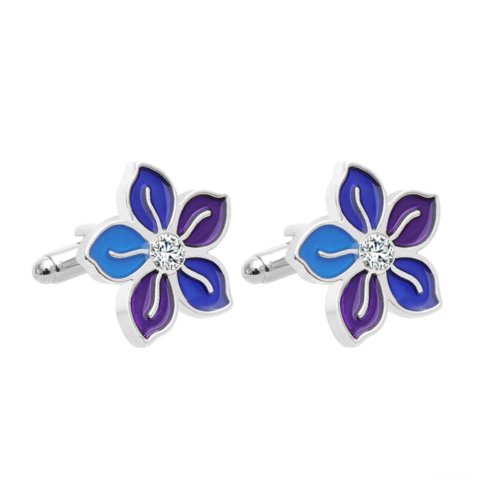 Cufflinks for Men with Floral Pattern, Purple Crystal Business Cufflinks, Suit Accessories for Men and Women