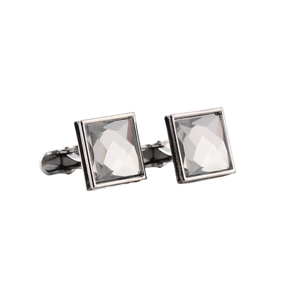 Cufflinks for Men 1 Pair Square Diamond Cufflinks Formal Wear for French Shirts Classic Style Silver Finish
