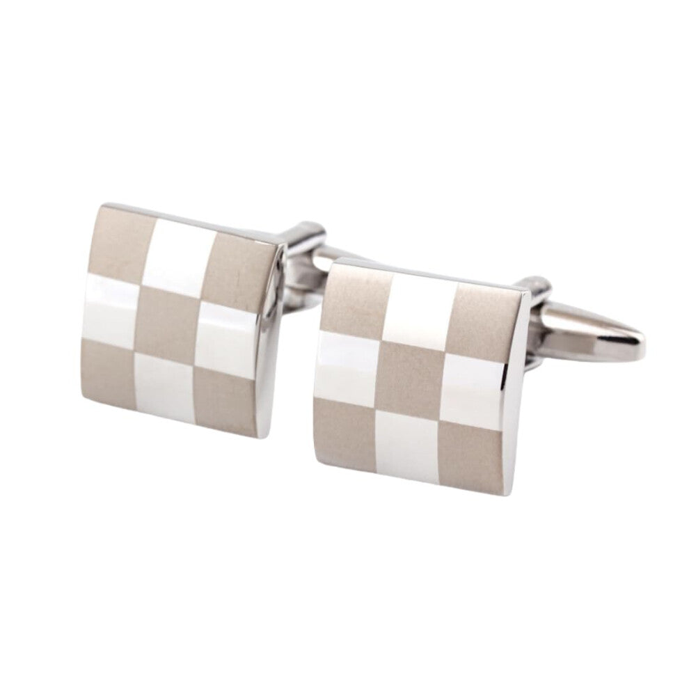 Cufflinks for Men, 1 Pair Square Pattern Cufflinks, Stainless Steel, Formal Wear Accessories, Elegant Style
