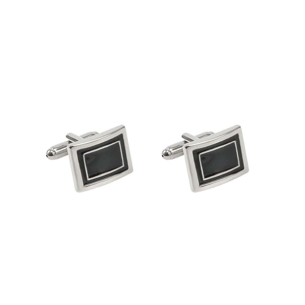 Men's Cufflinks Rectangular Striped Cufflinks Made of Stainless Steel for French Shirts 1 Pair
