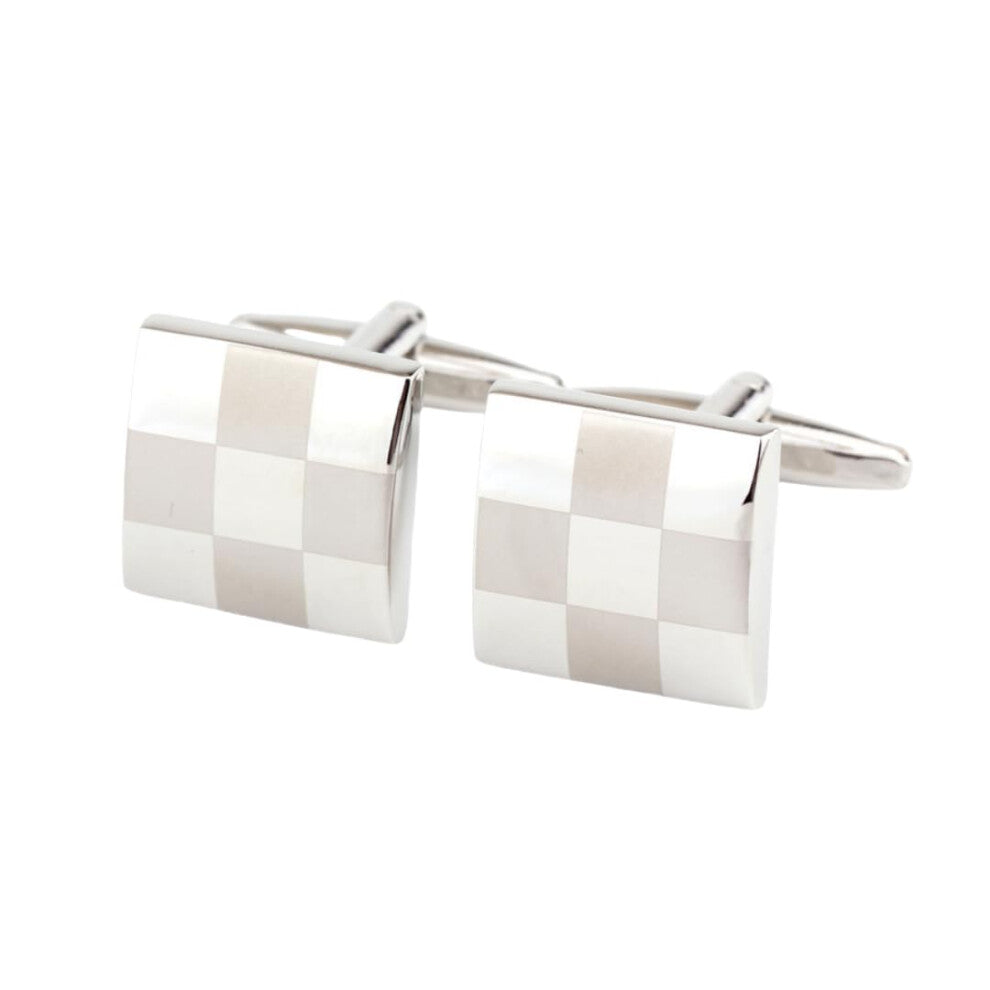 Square Checked Cufflinks for Men - 1 Pair, French Shirt Compatible, Stylish Design, High-Quality Material