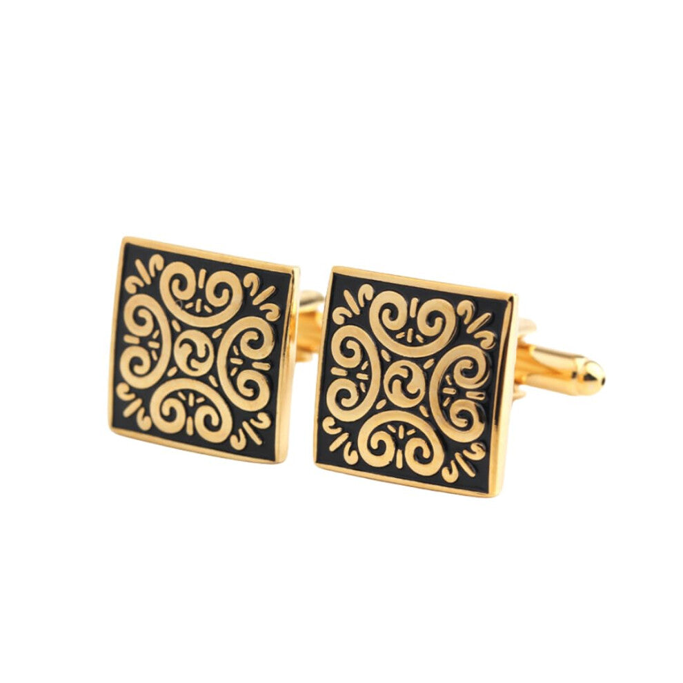 Cufflinks For Men - Square Vintage Pattern Cufflinks For French Shirt, 1 Pair, Stainless Steel