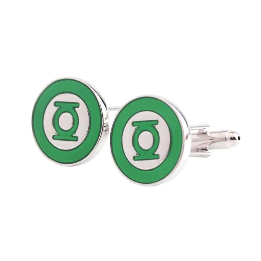 Cufflinks for Men, 1 Pair, Business Style, French Shirt Accessories, Silver and Green Design
