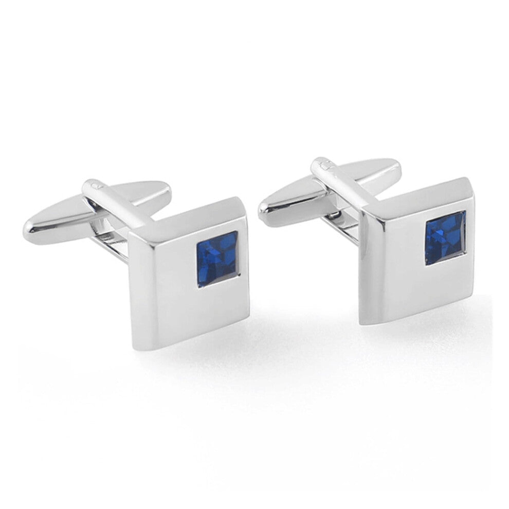 Men's Square Cufflinks with Rhinestones, Copper Material, One Size Business Style