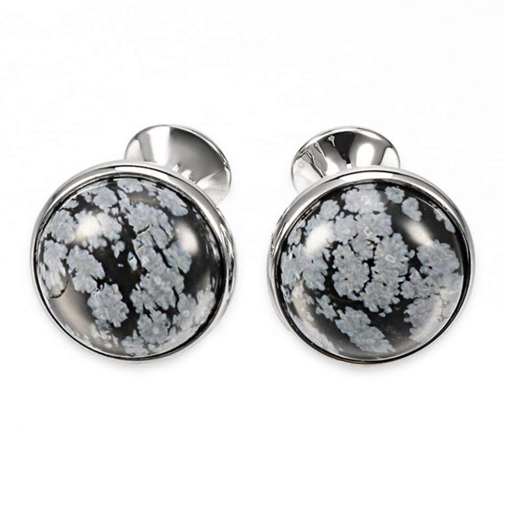 Cufflinks for Men Silver A Stone Design, Elegant Shirt Accessories, Formal Wear, High-Quality Brand Buttons