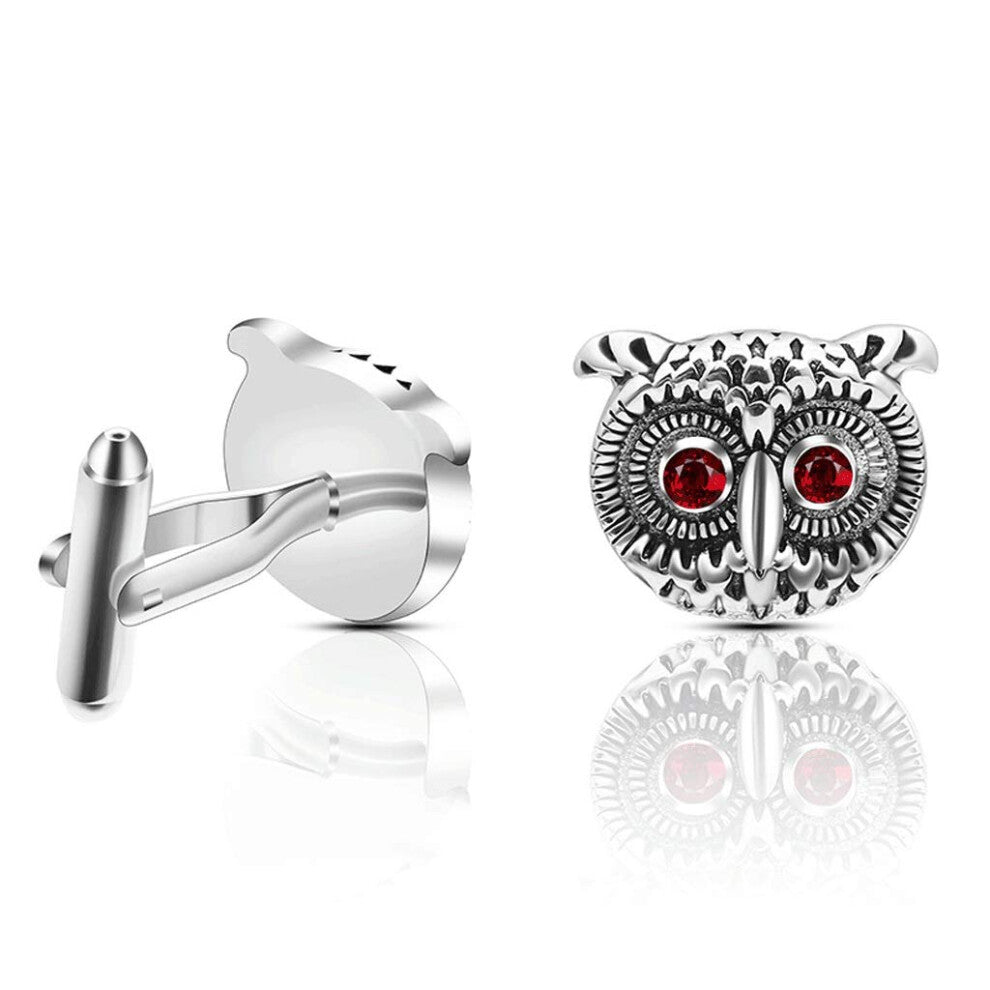 Retro Owl Cufflinks for Men, Brass Material Fashion Accessories, Unique Animal Artwork Gift for Him