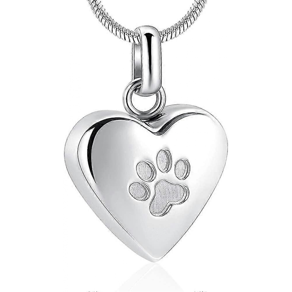 Pet Cremation Jewelry for Ashes Pendant Paw Print Pet Heart Urn Necklace Memorial Keepsake Jewelry for Pet-Dog's-Cat's Ashes Tw
